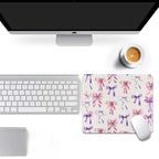 Coquette Girlie Pastel Bows Square Mouse pad, Texture, Waterproof, Anti Slip Rubber Base, Computer Mouse pad, Laptop Mouse pad