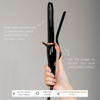 TAIFF Curves Professional Black Titanium Curling Iron – High-Performance Hair Curler & Rizadora para Cabello with Dual Voltage | Fixed Temperature 410°F | 1”
