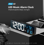 Abovsare Digital Clock for Bedroom, Clocks for Living Room Decor, Desk Table Clock, Alarm Clock Large Display with Date Week Temperature, Automatic Brightness Dimmer, Smart Cool Modern (Black Blue)