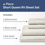 RV Short Queen Sheet Set 60 X 75 - 4 Piece RV Short Queen Bed Sheets - Soft, Breathable & Cooling - Designed for Bunks, Trailers & Campers - Fits 8” to 12" Mattress - Luxury Bedding - Beige Stripes 2