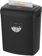 SUNTIKO 12-Sheet Cross-Cut Paper Shredder, P-4 Security Level for Home Office, 5.5 Gallon Bin, Destroys Credit Cards and Staples, ETL Certified, Black