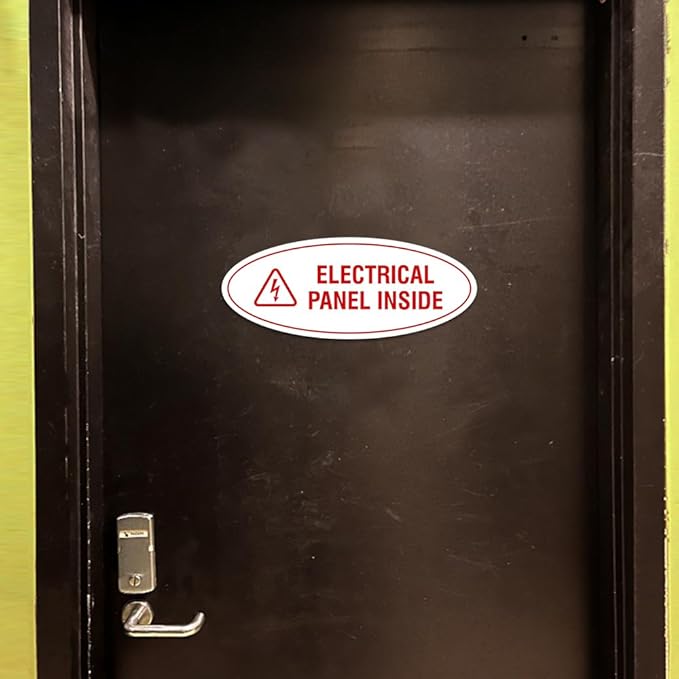 Signs ByLITA Oval Electrical Panel Inside Sign (Lt Gray) - Large 2 Pack