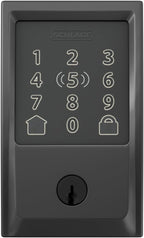 Schlage Encode Plus Smart Wi-Fi Lock for Front Door, Keyless Entry Deadbolt, Unlock with Apple Watch, Built-in WiFi and App Control, Easy Install, Alexa & Apple HomeKit Compatible, Matte Black
