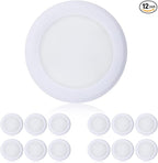 TOPELER 12Pack Surface Mount LED Ceiling Light, 6 Inch Low Profile Dimmable Flush Mount LED Disk Light, Installs into J-Box or Recessed Can, 15W 1000Lm 3000K Warm White, ETL-Listed