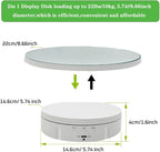 JAYEGT 3 in 1 Rotating Display Stand with 5.74/7.08/8.66 inch Replacement Mirror Cover，22lbs Load , 360 Degree Electronic Turntable for Photography Products Display (Mirror/3 in1 / White/ NO Remote)