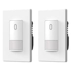 ELEGRP Matte White Single Pole Occupancy Motion Sensor Light Switch, Need Neutral Wire, 120° Sensor Coverage PIR Infrared Motion Activated, for CFL/LED/MLV/INC/HAL/Fan, UL,2 Pack