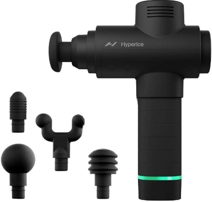 Hyperice Hypervolt 2 Black - Featuring Quiet Glide Technology - Handheld Percussion Massage Gun | 3 Speeds, 5 Interchangeable Heads | Helps Relieve Sore Muscles and Stiffness |FSA and HSA