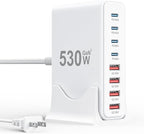 530W USB C Charger Block,8-Port USB C Charging Station GaN IV Travel Essentials Multiple Port Charging Station,100W Laptop Fast Charger Adapter for MacBook Pro/Air,DELL,iPad,iPhone,Samsung Galaxy