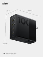 Lenovo 100W USB C Charger, 4-Port Multi-Device Fast Charging, Black GaN Power Block with 240W Cable, for Thinkpad, MacBook, Dell XPS, iPhone, Samsung
