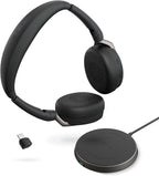 Jabra Evolve2 65 Flex Stereo Headset with Bluetooth, Wireless Charging Pad - Noise-Cancelling ClearVoice Technology & Hybrid Active Noise Cancellation - Certified for Microsoft Teams - Black