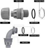 1/2 inch Liquid Tight Connector PVC Flexible Conduit Connector UL Listed Liquid Tight Conduit Fittings 20 Pack (10 pcs 180D/10 pcs 90D)
