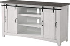 Martin Svensson Home Rustic 65” Solid Wood TV Stand with Storage, White Stain with Grey Stain Top