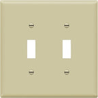 ENERLITES Toggle Light Switch Wall Plate, Gloss Finish, Midway Size 2-Gang 4.88" x 4.92", Unbreakable Polycarbonate Thermoplastic, UL Listed, 8812M-I, Ivory