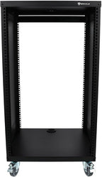 Rockville RR18U 18U Live Sound/Recording Studio Rack Case with Wheels, Reversible Rack Rails, Front & Rear Mounting, Cable Management Ports, 440lb Capacity