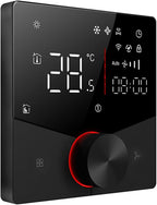 WiFi Central AC Thermostat Energy Saving Control Wall Mounted Programmable Temperature Controller for Smart Home (Black)