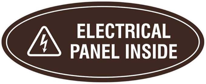 Signs ByLITA Oval Electrical Panel Inside Sign (Dark Brown) - Medium