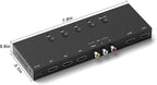 RuiPuo 4In to 2Out HDMI/AV Switch (1 AV Input+3 HDMI 2.0 Inputs) RCA to 2Port HDMI Converter for PS1/2/3/4/5, N64, SNES, Switch, DVD, Roku etc.