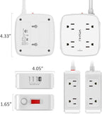 6 Ft Surge Protector Power Strip - 8 Widely Outlets with 4 USB Ports, 3 Side Outlet Extender with 6 Feet Extension Cord, Flat Plug, Wall Mount, Desk USB Charging Station, ETL,White