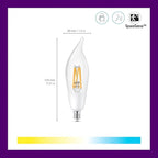WiZ Clear 40W BA11 Tunable White Filament LED Smart Candle-Shaped Bulb - Pack of 1 - E12- Indoor - Connects to Your Existing Wi-Fi - Control with Voice or App - Matter Compatible