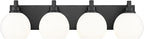 METWET Bathroom Light Fixtures, 4 Light Matte Black Vanity Light, 26 Inch Modern Wall Sconces with Globe Milk White Glass Shade, Vanity Lighting Fixtures Over Mirror, VL195-MB-ML-4