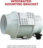 VENTS-US TT Silent 125-5" Inline Duct Fan, 199 CFM, 2-Speed Built-In Switch, For High Static Pressure Duct Applications
