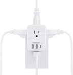 USB Charger Block, TESSAN Outlet Extender Surge Protector with USB C, 4 AC Multi Plug Wall Outlet Splitter 1875W, Electrical Plug Expander for Home Office Dorm Room Essentials, White