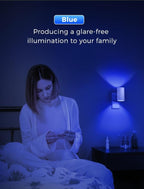 L LOHAS LED Night Light, 2 Pack Bluey Night Light, Plug into Wall, Dimmable, Sensor, Calm Blue Light for Bedroom, Bathroom, Hallway