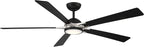 Rotary Indoor and Outdoor 5-Blade 65in Smart Home Ceiling Fan in Matte Black Brushed Nickel with 2700-3000-4000-5000K Selectable LED Light Kit and Remote Control works with iOS or Android WAC App