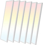 HOLDWILL 1X4 FT Led Flat Panel Light, 6 Pack 5CCT 3K/4K/4.5K/5.2K/6K Surface Mount Ceiling Light,Dimmable 5 Wattage Adjustable Edge-Lit Flush Mount or Drop Ceiling for Office,Shop and Super Market