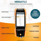 testo 300 Combustion Analyzer HVAC Kit with Printer - Combustion Leak Tester for Flue Gas, Draft, Differential Pressure & Ambient CO - Natural Gas Leak Tester with Probes - CO Meter with Touch Display