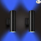 rosykite Exterior Double Up Down Outdoor Wall Lights,Mi.Light Remote Control RGB Color Changing 1000lm Warm White 3000k RGBW Cylinder Outdoor Wall Light,Smart LED Exterior Lighting (2 Pack)