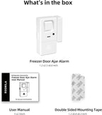 Freezer Door Alarm 1 Pack, Refrigerator Door Alarm When Left Open, Close Door Reminder, with 60/120/180/240 Seconds Delay Alert, Low/Loud 80 to 120 dB (Ivory White)