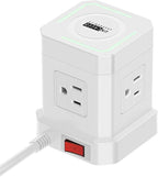 Uncaged Ergonomics Wireless Cube Charger & Power Strip with USB Ports, Surge Protection, 10ft Extension Cord with Wireless Charger, 4 AC Plugs & 3 USB Ports, 1 C Fast Charging with On/Off Switch