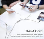 Multi USB Charging Cable 3A, (2Pack 6.6FT)3 in 1 Fast Charger Cord Connector with Dual Phone/Type C/Micro USB Port Adapter, Compatible with Tablets Phone 12 11 Pro 8 7 6 Samsung Galaxy(Charging Only)
