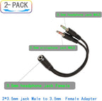 ZJKJHJY 3.5mm Audio Y Splitter Cable, Headphone and Microphone Adapter, 200mm Braided Cable, 2-Pack, Black