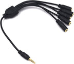 Kework 12 Inch 1/8” 3.5mm TRS Splitter Audio Cable, 1 Male to 5 Female 3.5mm Plug Extender Headphone Cable, 3.5mm 3 Pole Stereo Jack Extension Adapter Headset Aux Cord
