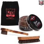 Kg's Shoe Shine Kit Includes Polish, Horsehair Brush, Applicator, and Storage Bag