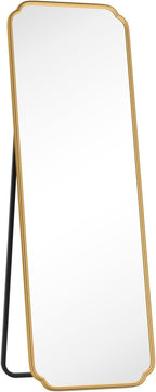 Gold Full Length Mirror with Standing, 65"x22" Rounded Corner Wall Mounted Floor Mirror Leaning Against Wall Dressing Room