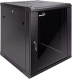 NavePoint 12U Server Cabinet Wall Mount Rack Enclosure Includes 2 Fans, Locking Glass Door, Removable Side Panels – 12U Network Cabinet 23.6” Deep, 19 Inch Server Rack for IT and A/V Equipment