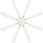 ELEHINSER 80 Inch Ceiling Fan with Lights and 3 Downrods, 8 Plywood Blades, 6-Speed Noiseless Reversible DC Motor, 3CCT, Windmill Ceiling fan for Kitchen Bedroom Living Room, Brass and White
