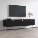 Meble Furniture Dorset 01 TV Stand - Modern Rectangular TV Stand with Storage Cabinets - Media Entertainment Center Console Table for TV Up to 80" - Black