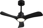 Gaizw 36 Ceiling Fans with Lights,Small Ceiling Fan with Light and Remote Control Reversible 3CCT Dimmable, Noiseless Ventilation Fan,Wooden 3 Blade Ceiling Fan for Bedroom Indoor Outdoor(Black Fan)