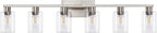 SOPEAS 6-Light Bathroom Light Fixtures, Vanity with Clear Glass, Brushed Nickel Lighting Fixtures Over Mirror, 42inch Large Lights for Bathroom