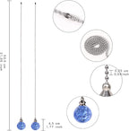 LONGSHENG - SINCE 2001 - 2PCS Light Blue Pull Chain Crystal Glass Ice Cracked Ball Pull Chain for Ceiling Fan Light Decoratio 50cm Extension Chain