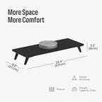 loukin Monitor Stand Riser for Desk, 22.4" x 8.3" Larger Computer Stand for Laptop, PC, Printer, Sturdy Desktop Computer Shelf with Non-Skid Rubber, Home Office (Black)