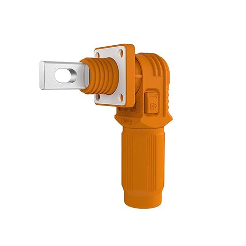 120A Battery Energy Storage Connector, 25mm² High Current Connectors IP67 Waterproof Copper Plate Wiring Power Adapter Quick Plug Terminal Right Angle Plug and Socket (1000V Black+Orange)