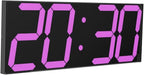 CHKOSDA LED Large Digital Wall Clock, Oversize Wall Clock with 6” Numbers, Remote Control Count up/Countdown Timer Clock, Auto Dimmer, Big Calendar and Thermometer(Purple)
