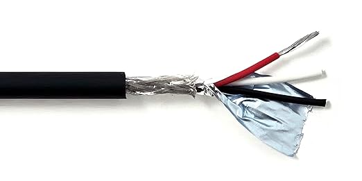 KWANGIL 3C 22AWG AMSB Shielded Cable Wire (UL2464) - Highly Flexible Str TC, PVC Ins, OS+TC BRD, PVC JKT for CNC Machine, Stepper Motor, VFD Spindle (Matte Black 50FT)