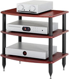 Pangea Audio Vulcan Three Shelf Audio Stereo Rack, Media Stand, and Components Cabinet 3 Shelf Rosenut Red