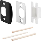 MOSECYOU Standard Door Strike Plate with Shim, Door Lock Latch Restorer Spacer, Universal Residential Security Striker, Fix Door Won’t Latch Close (Black)